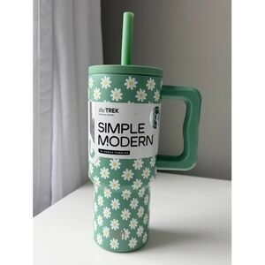 Simple Modern Trek Tumbler 24oz Green Daisy Floral Insulated Travel Mug NEW